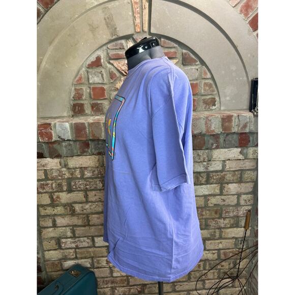 t-shirt graphic tee trees nelon yellow green bright 1990s purple - Picture 4 of 7